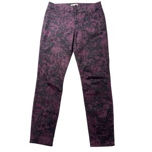CAbi Women Jeans 159 Twilight Skinny Jeggings Mid Rise Camo Purple Black Size 8